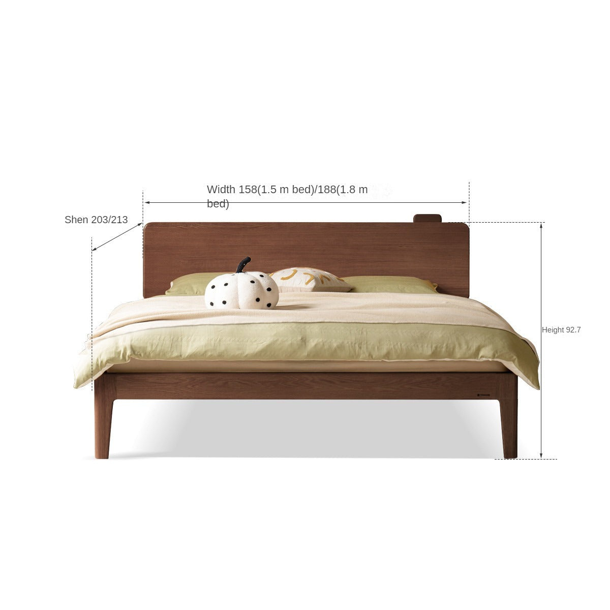 Oak, Ash Solid Wood High Head Board Bed