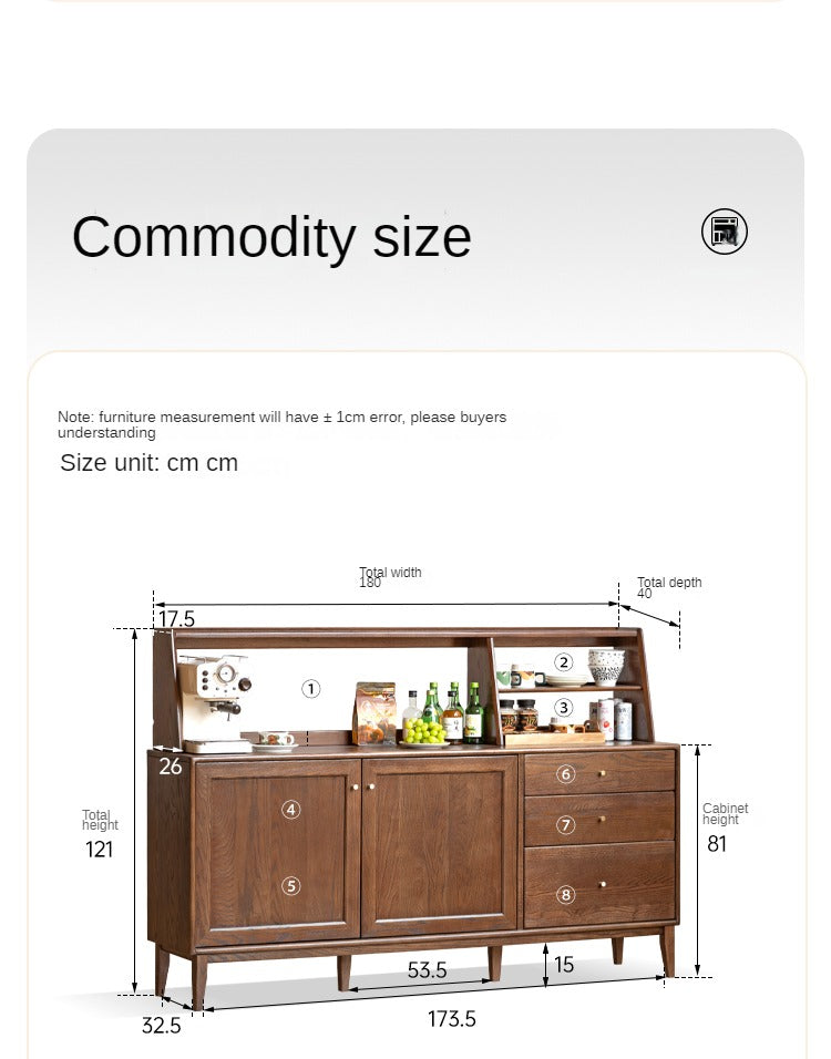 Oak Solid Wood, Solid Rubberwood Modern Dining Sideboard
