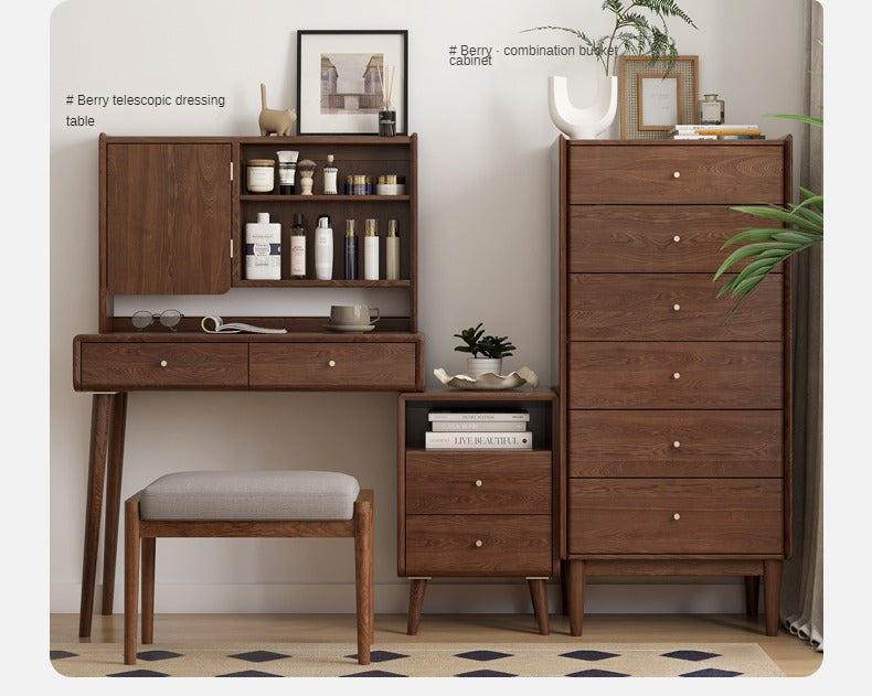 Ash Solid Wood Walnut Color Dressing Table.
