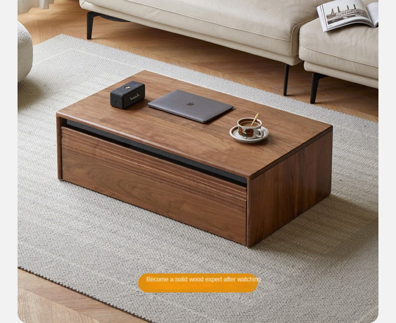 Black Walnut Solid Wood Coffee Table Modern Minimalist