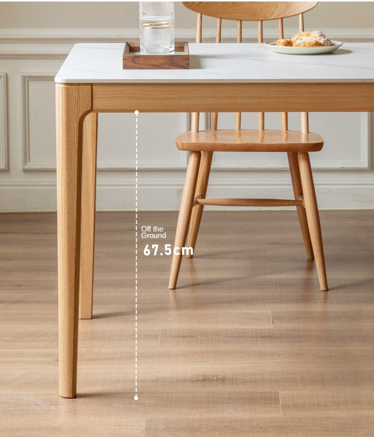 Oak, Ash Solid Wood Dining Table With Rock Slab Surface