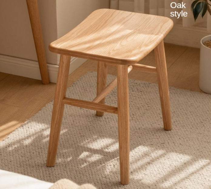 Black Walnut, Ash, Oak, Sandalwood Solid Wood Makeup Stool