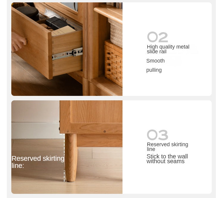 Cherry Solid Wood Freely Combinable Bookshelf with Retro Style Finish