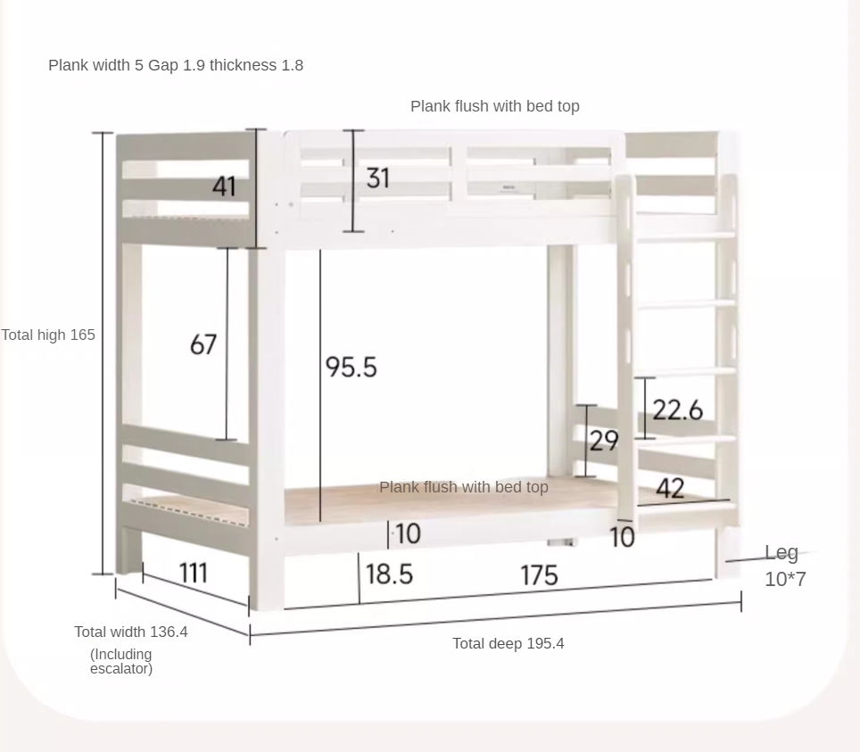 Beech, Birch Solid Wood Bunk Bed.