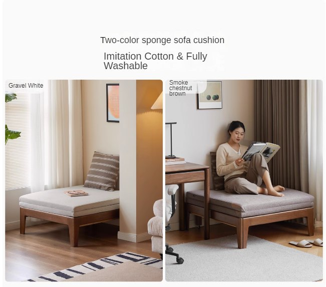 Oak, Beech, Solid Rubberwood Folding Single Retractable Sofa Bed.