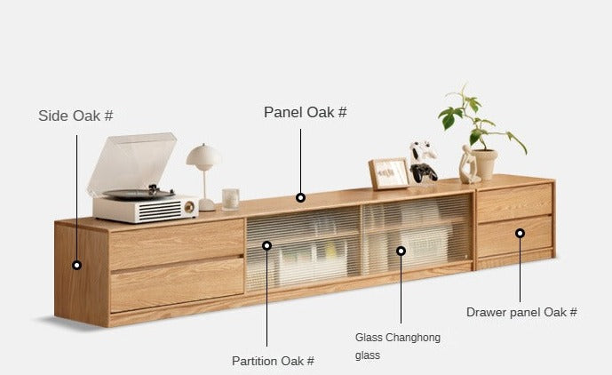 Oak, Rubber Solid Wood TV Cabinet Floor Combination,