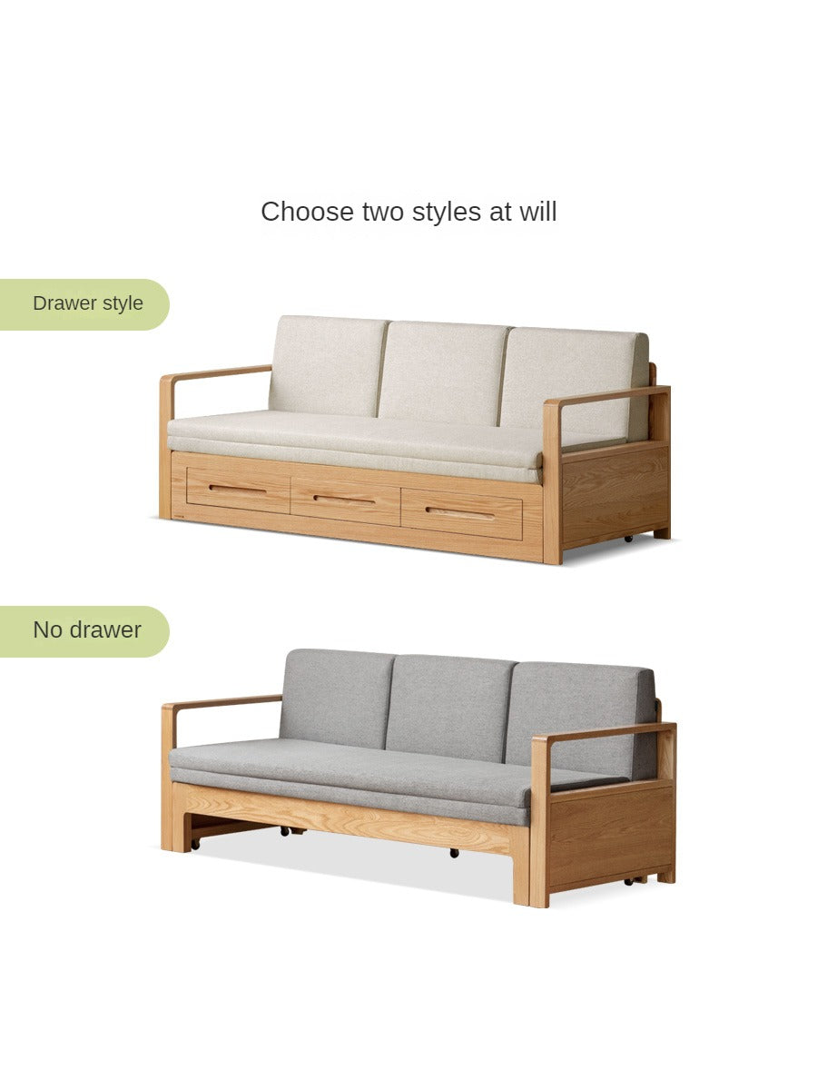 Oak, Ash Solid Woof Folding Storage Sofa Bed.