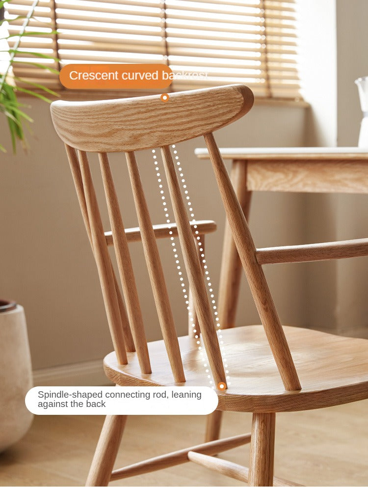 Set 4 pcs Oak Solid Wood Dining Armchair Leisure Chair