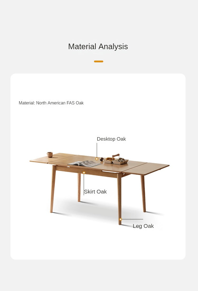 Oak Solid Wood Retractable Large Tabletop Dining Table