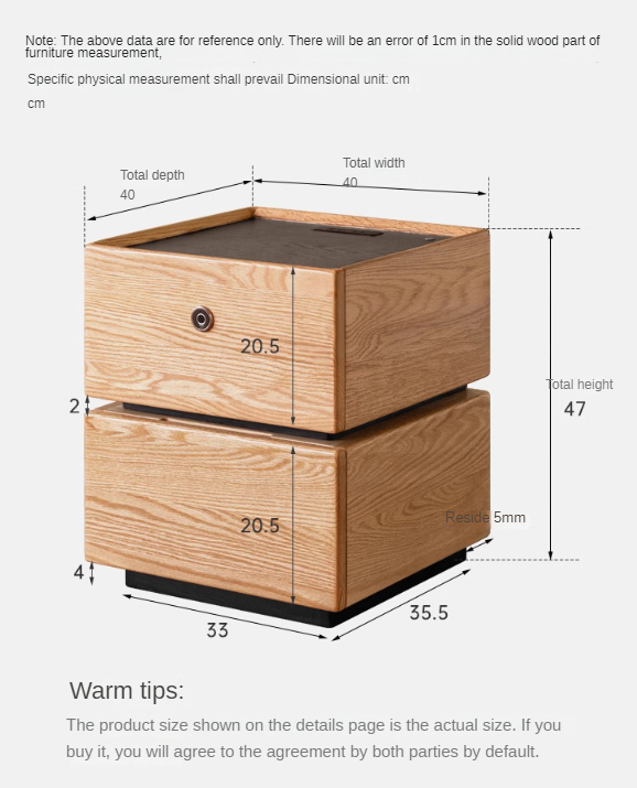 Ash, Oak, Sandalwood Multifunctional Nightstand