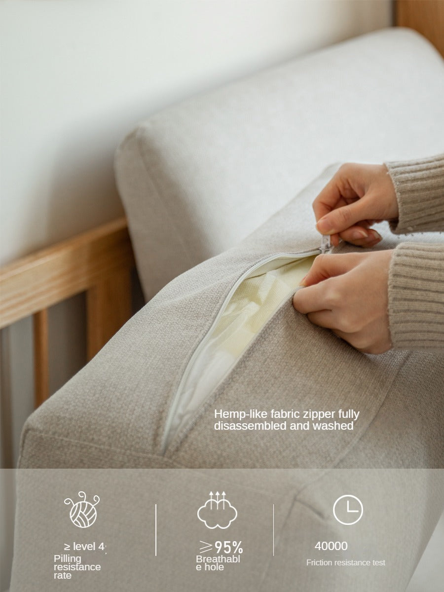 Oak Wood Fabric Sofa String-style Bbackrest.