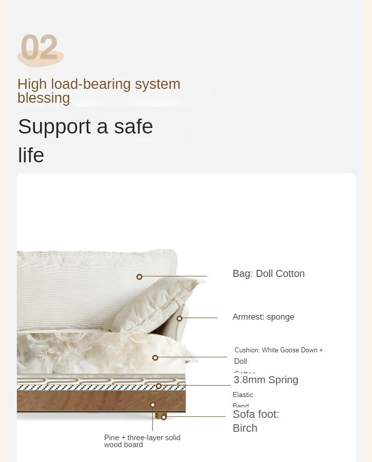 Fabric Down Modern Three-seat Sofa.