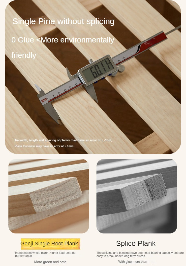 Rubber Solid Wood Children's White Cream Style Montessori Platform Bed.