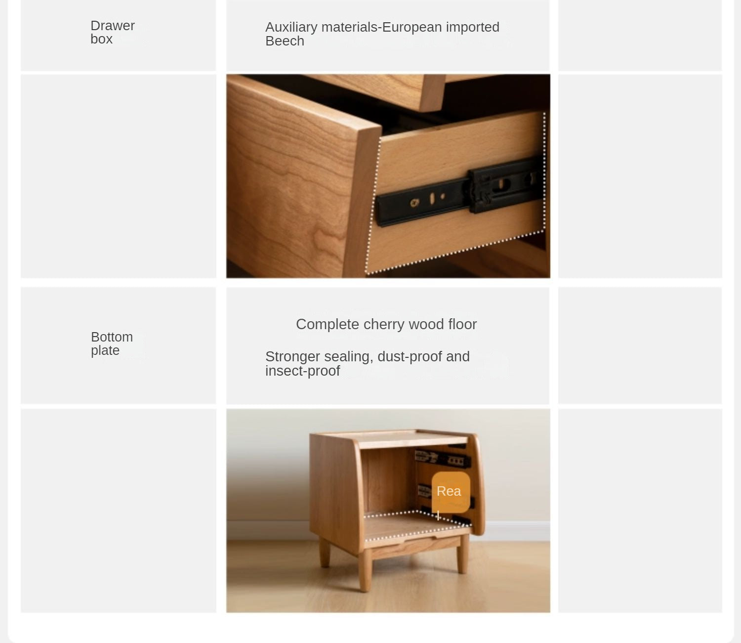 Cherry Wood Waves Nightstand.