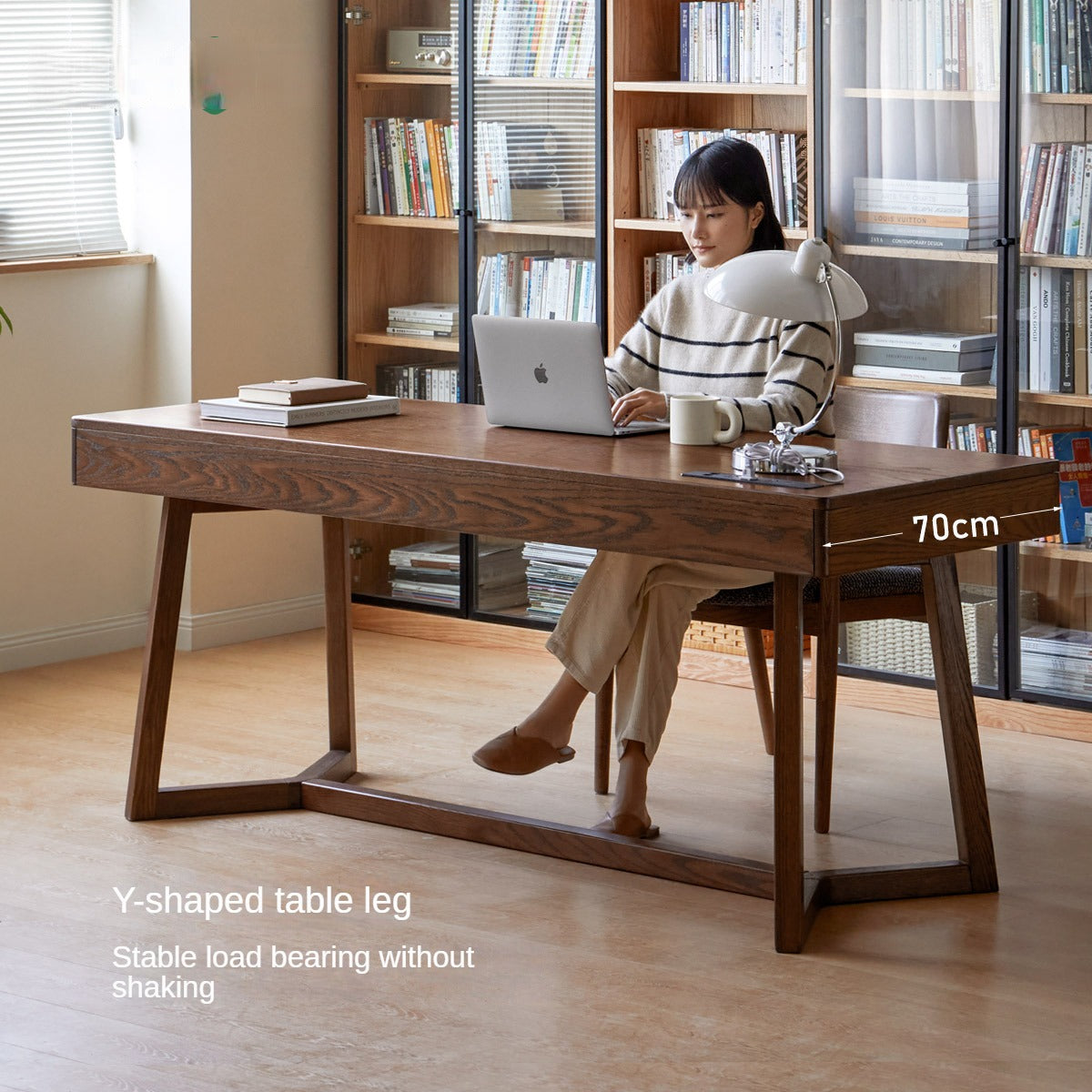 Black Walnut, Oak Solid Wood Italian Light Luxury Office Desk