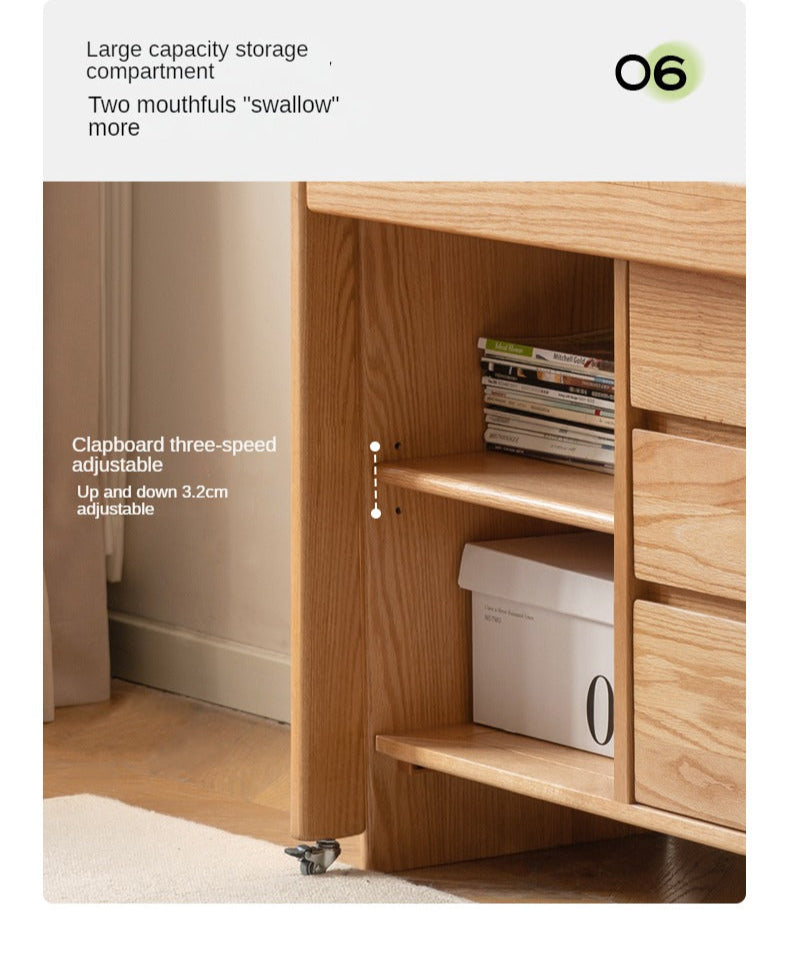 Oak Solid Wood Modern Modern Retractable Desk Integrated Bookcase