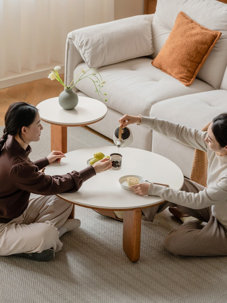 Cherry Solid Wood Round Coffee Table, Side Table