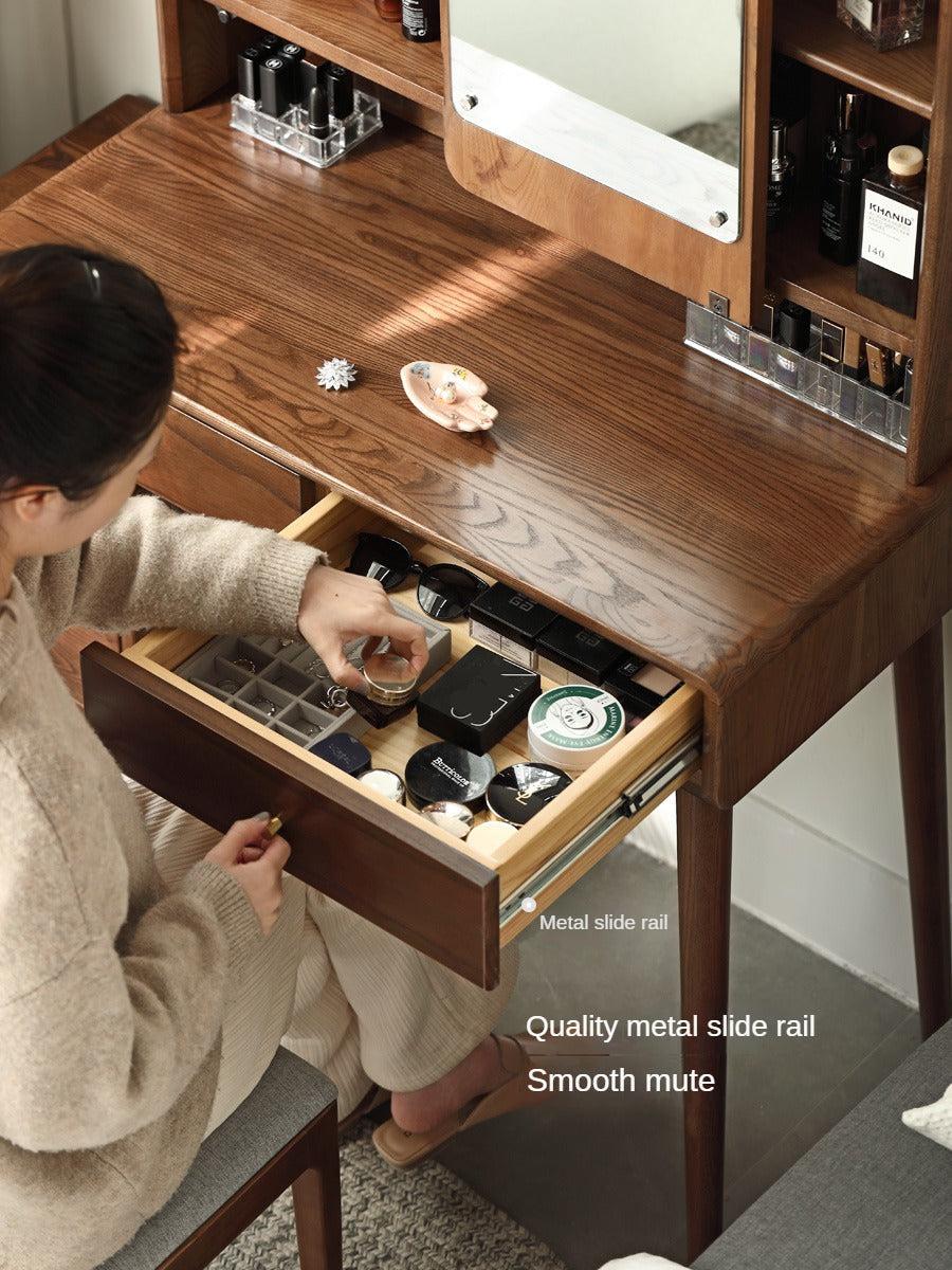Ash Solid Wood Walnut Color Dressing Table.