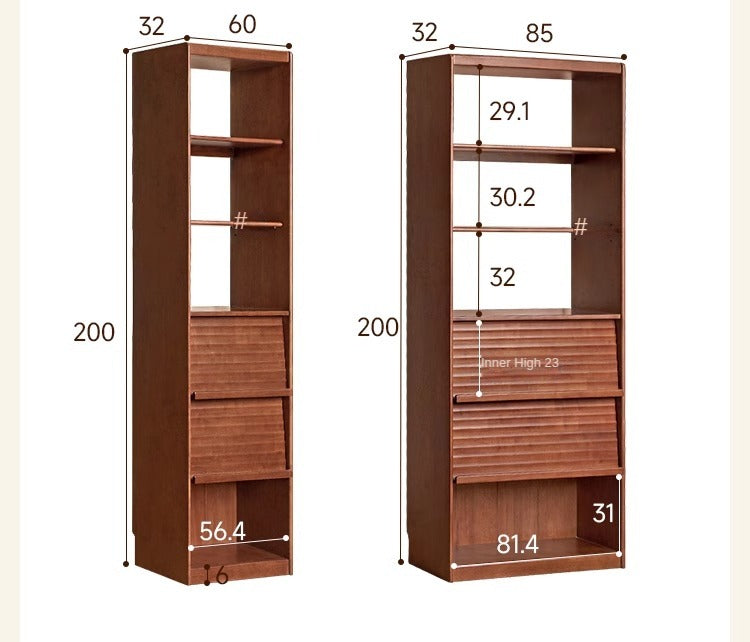 Rubber Solid Wood Bookcase Household Storage.