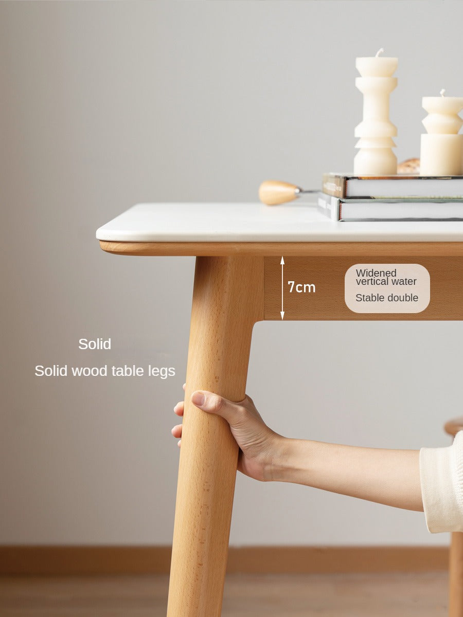 Beech Solid Wood Dining Table With Rock Slab Surface