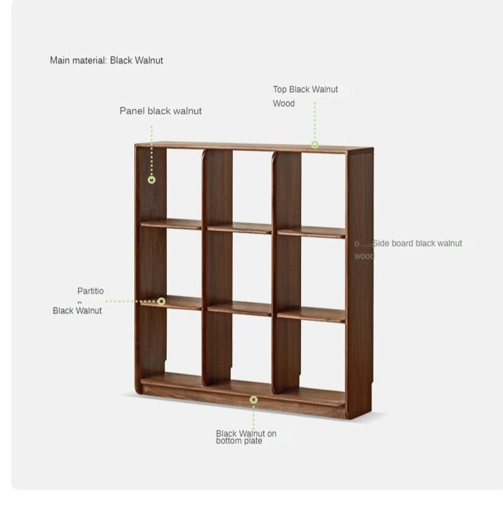 Black Walnut Solid Wood Bookshelf Shelf Free Lattice Combination