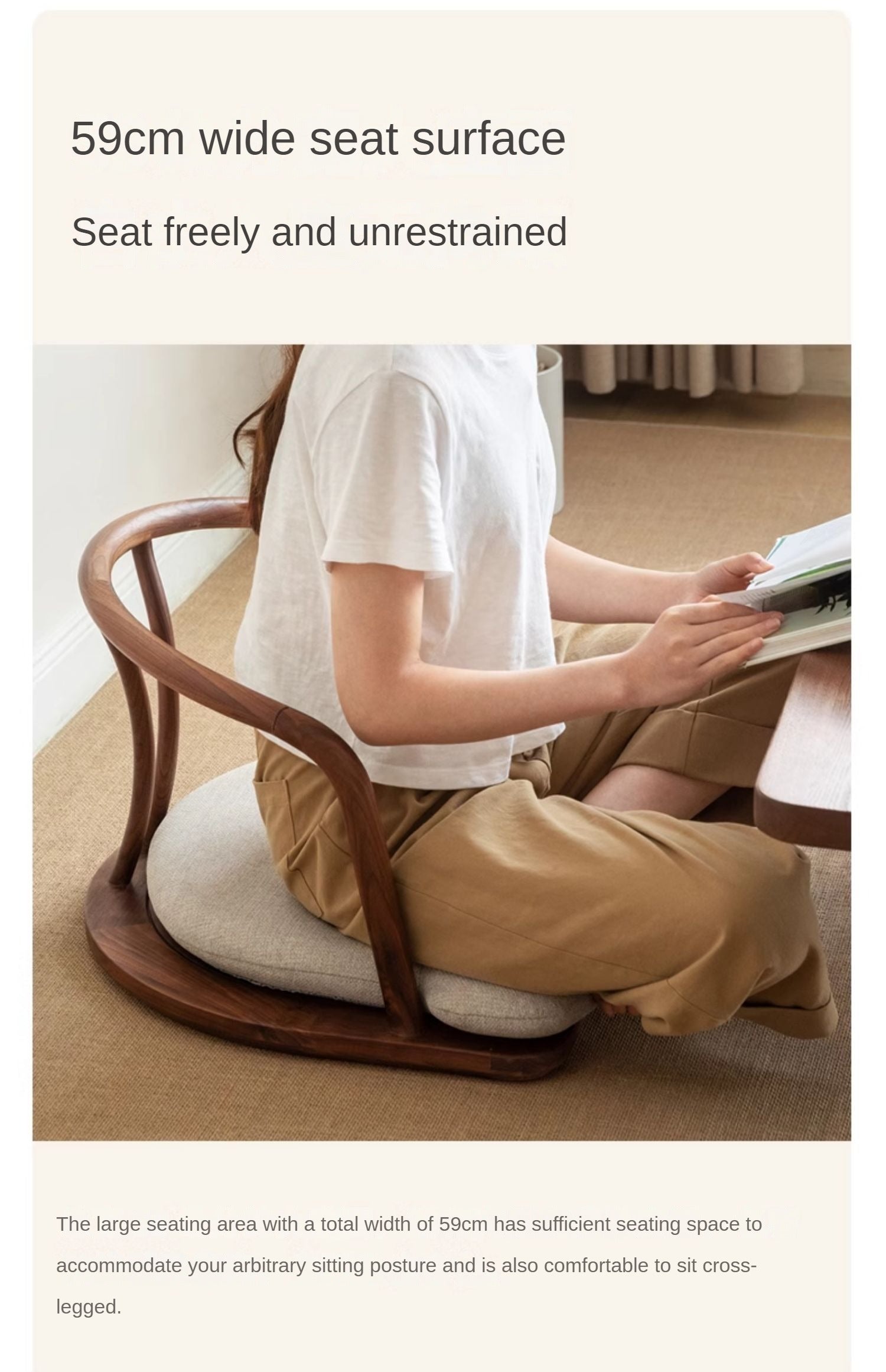 Black Walnut, Ash Solid Wood Tatami Soft Backrest Meditation Chair