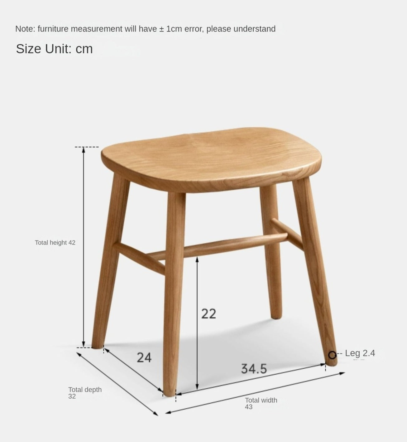Ash, Oak, Cherry, Black Walnut, Beech Solid Wood Makeup Stool