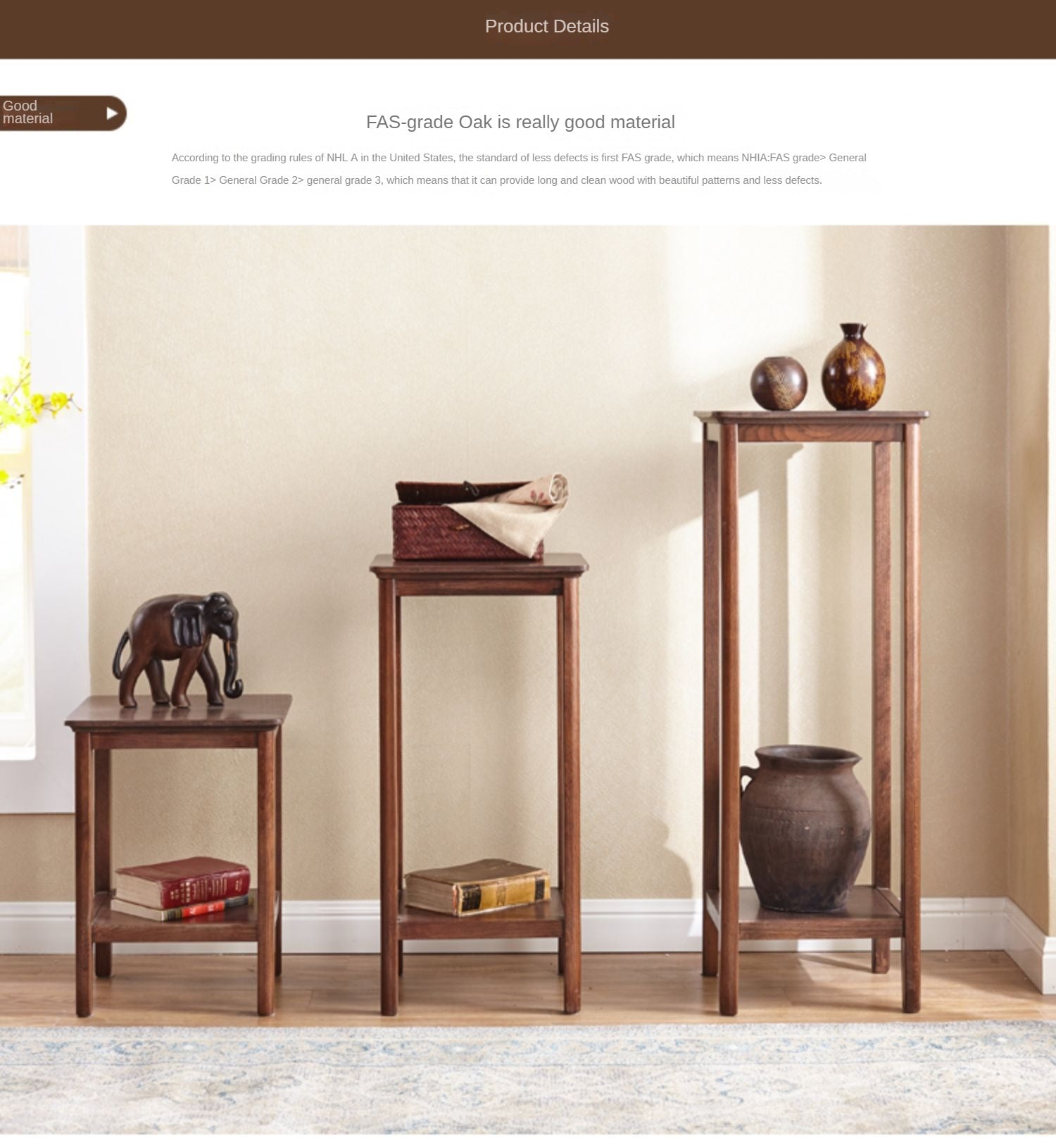 Oak Solid Wood Walnut Color Flower Rack