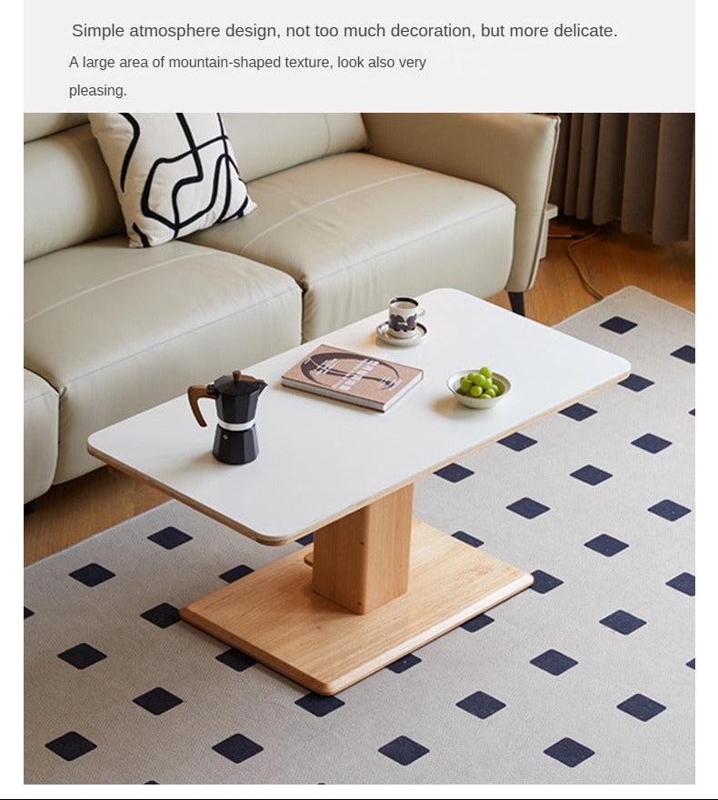 Oak Solid Wood Rock Slab Lifting Side Table