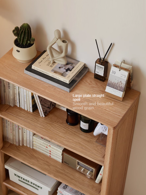 Oak Solid Wood Modern Open Grid Bookcase