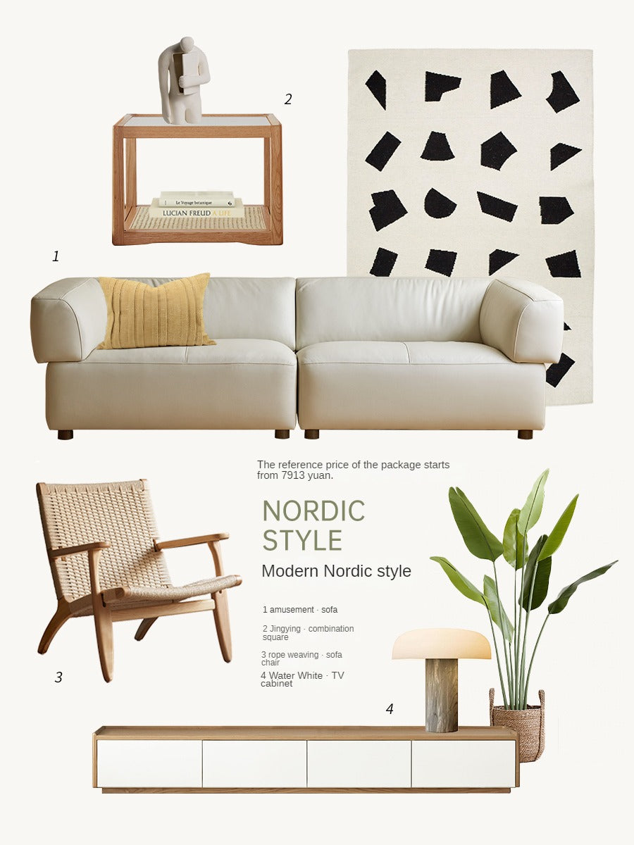 Technology Fabric Sofa Italian Light Luxury Tofu Block Sofa.