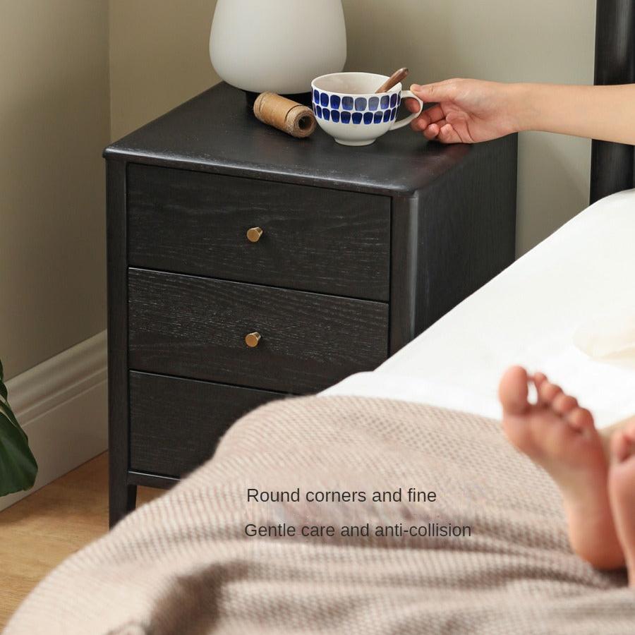 Oak solid wood retro smoky color Nightstand.