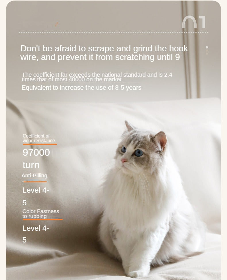 Oak Solid Wood Fabric White Cream Style Cat Scratching Cloth Sofa.