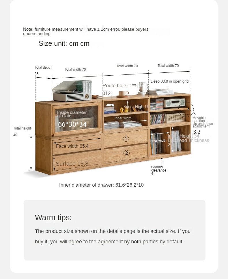 Oak, Ash Solid Wood TV Cabinet Modern Free Combination Storage Bookcases