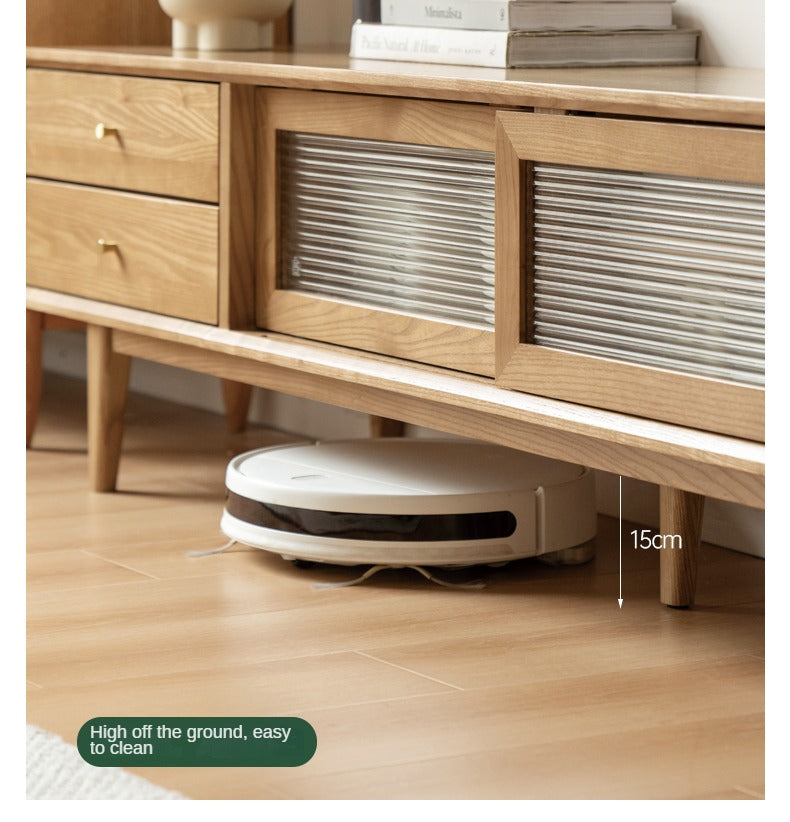 Ash Solid Wood Modern Locker Floor TV Cabinet.