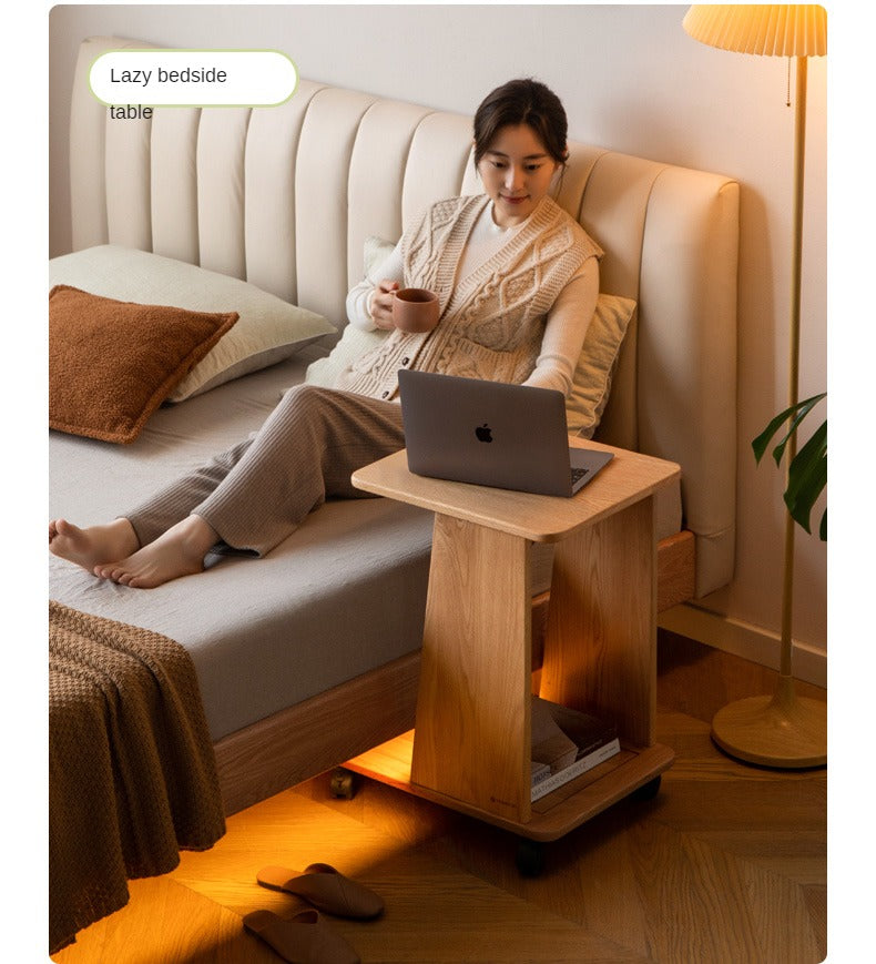 Oak, Solid Rubberwood Mobile Storage Rack