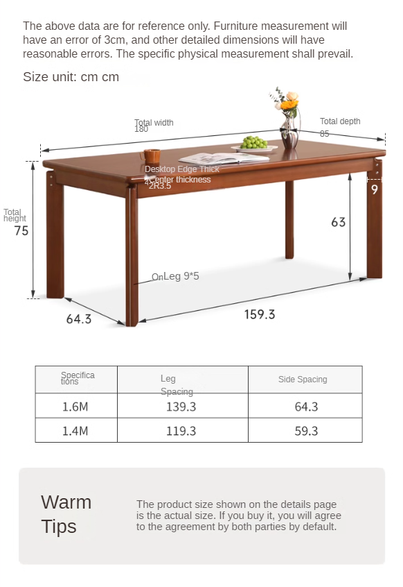 Poplar Solid Wood Medieval Retro Dining Table