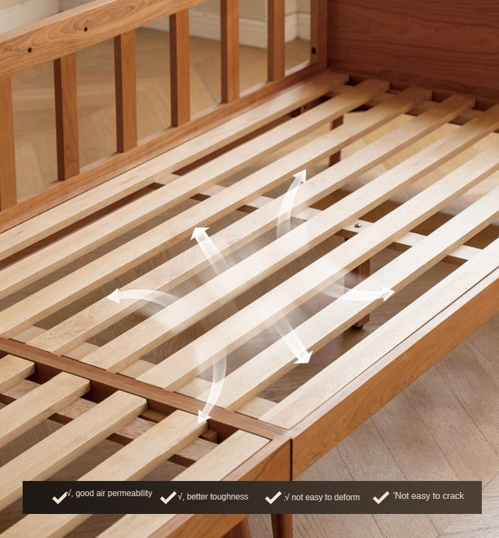 Cherry Solid Wood Black Label Leather Down Sofa.