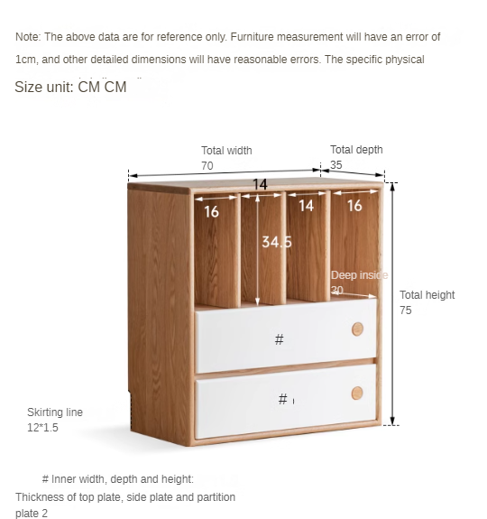 Oak, Beech Solid Wood Cream Style Module Combination Bookcase