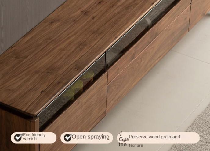 Black Walnut Solid Wood Italian Light Luxury TV Cabinet.