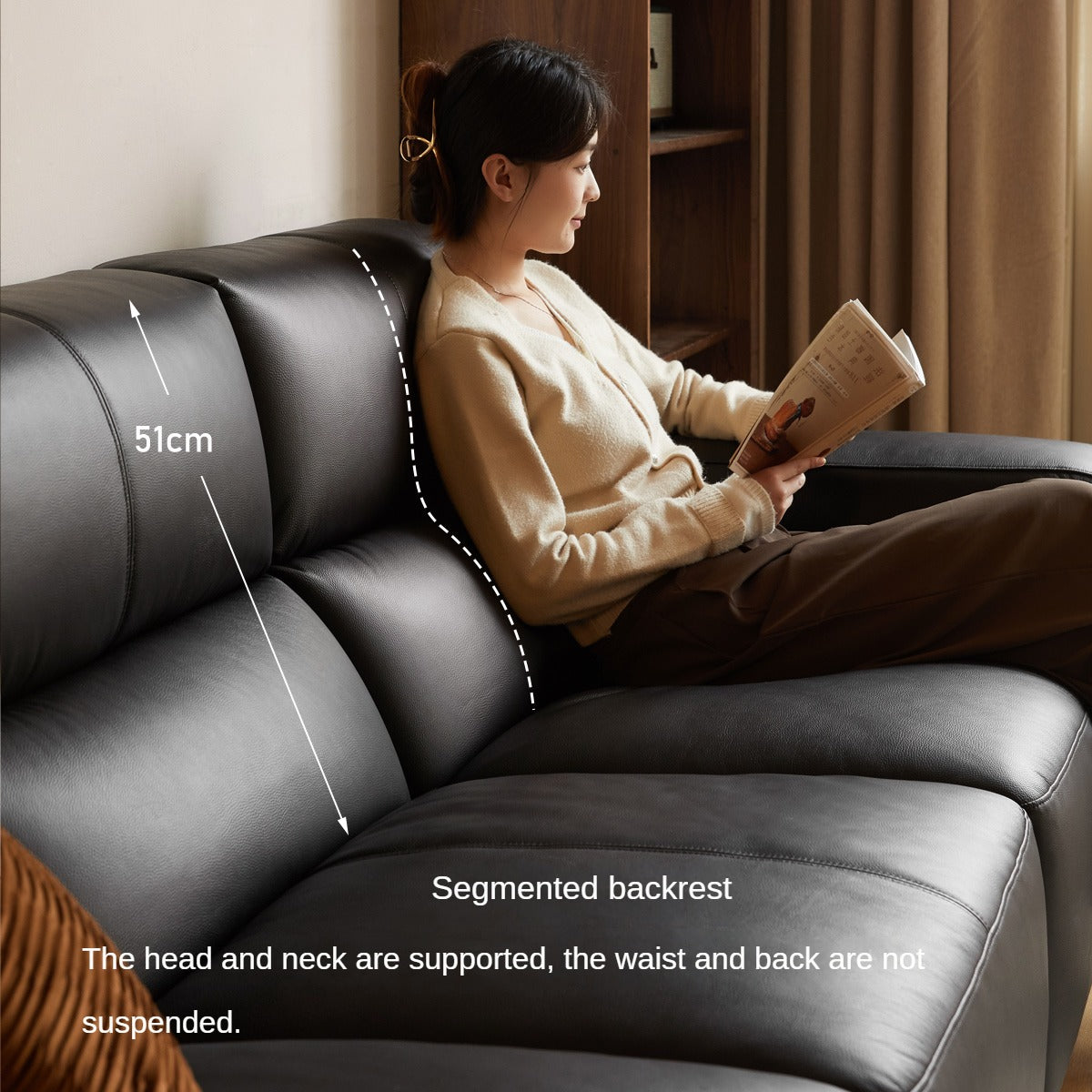 Leather Sofa First Layer Yellow Cowhide Tofu Block Leather Sofa.