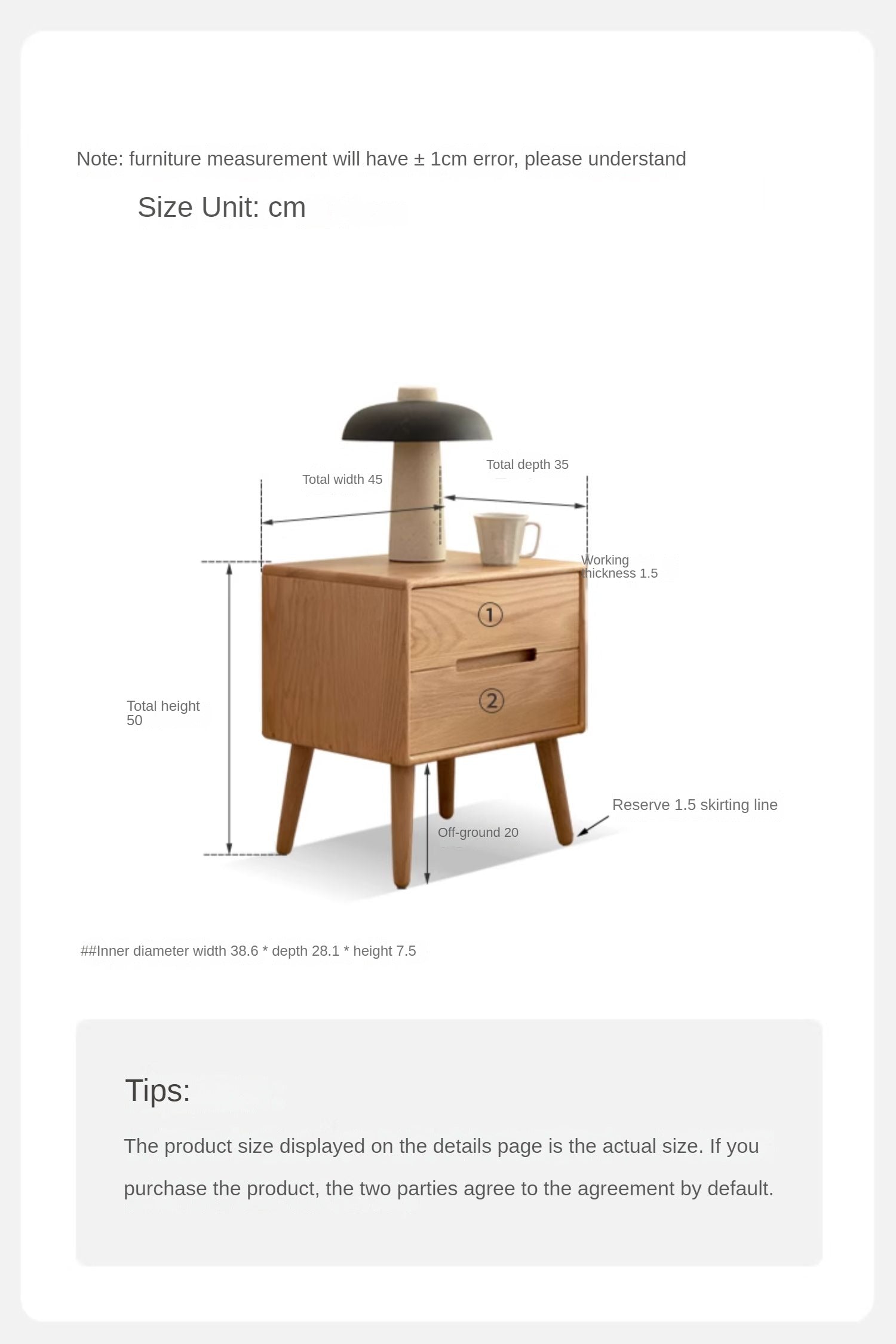 Oak solid wood Nightstand :