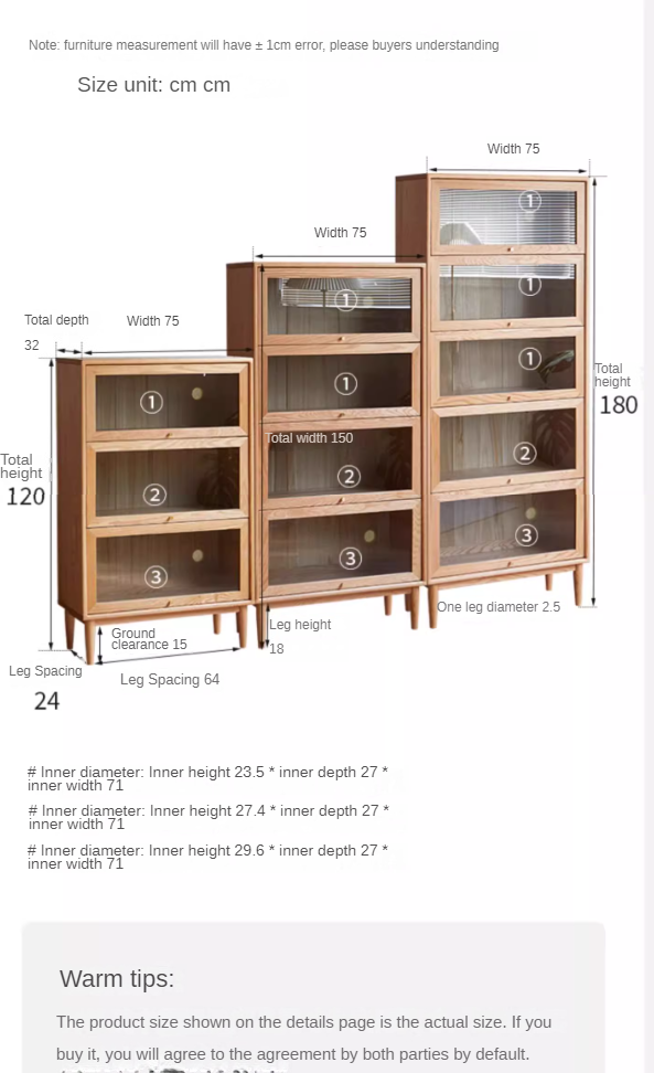 Solid Rubberwood, Oak Solid Wood Multi layer Flip Door Glass Bookcase