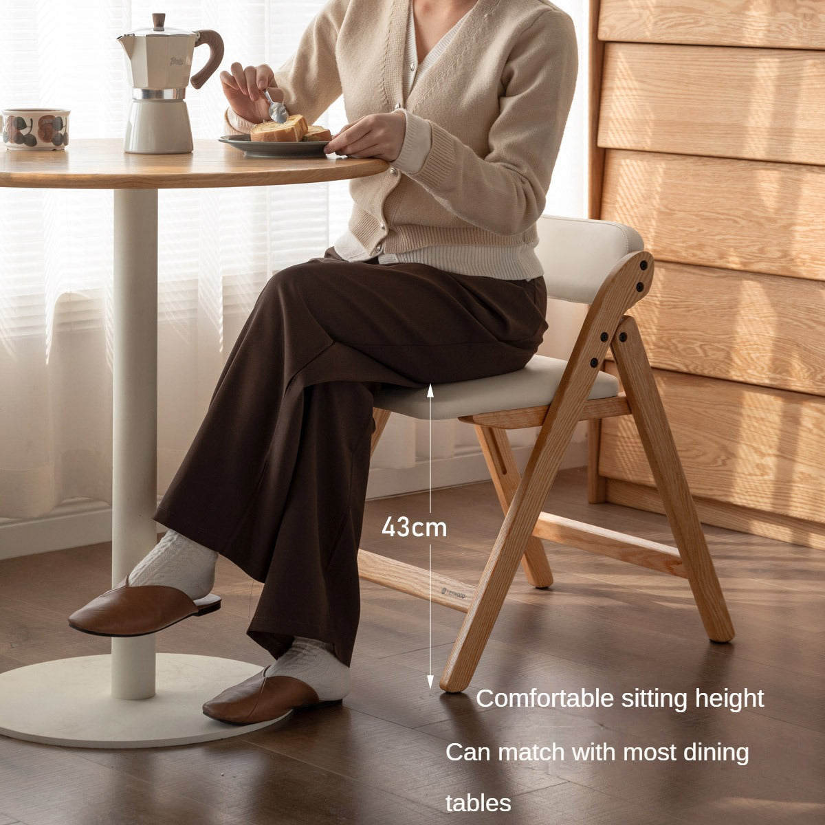 Solid Rubberwood, Oak Solid Wood Organic Leisure Folding Chair