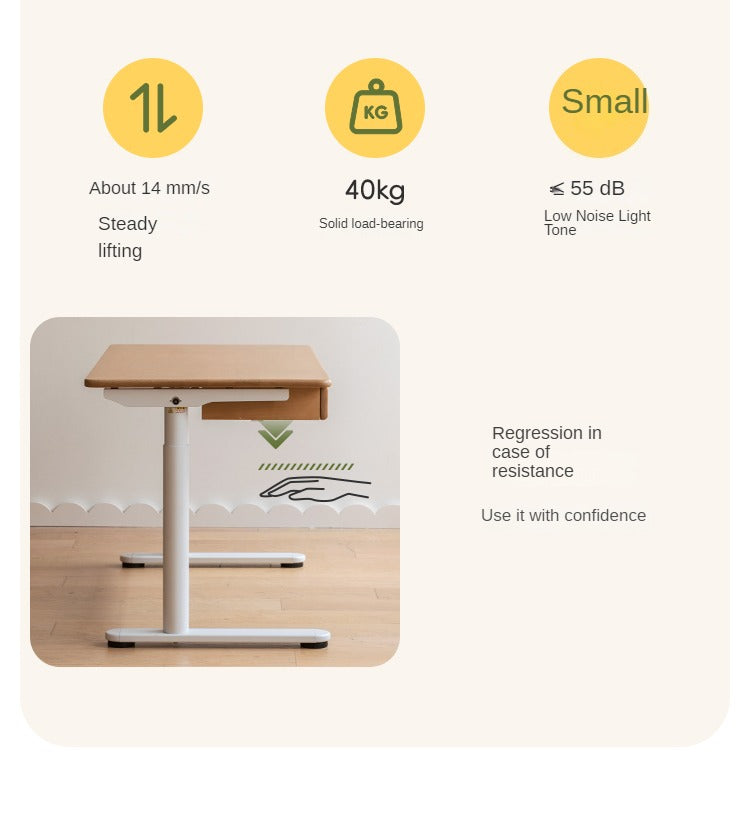 Beech Solid Wood Children's Electric Lifting Study Table