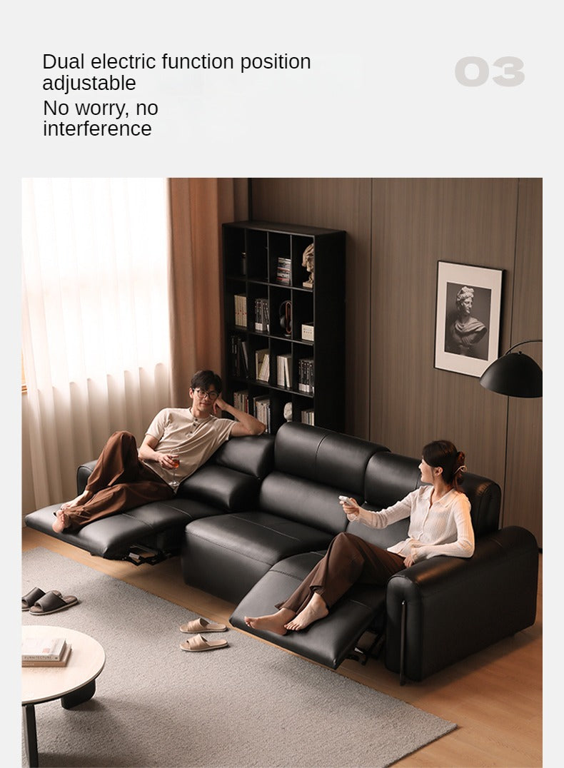 Leather Electric Italian Zero Wall Black Leather Sofa.