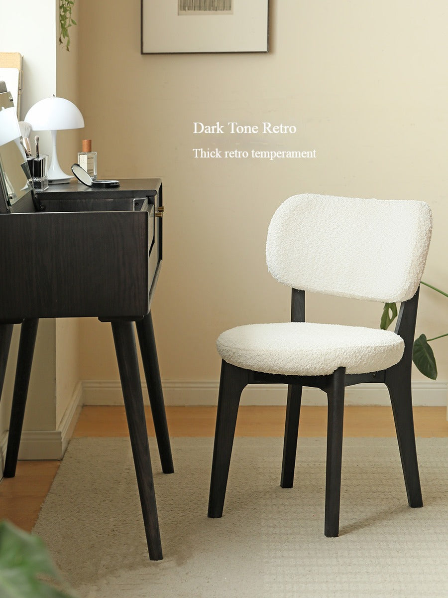 Oak Solid Wood Makeup Stool Lamb Velvet