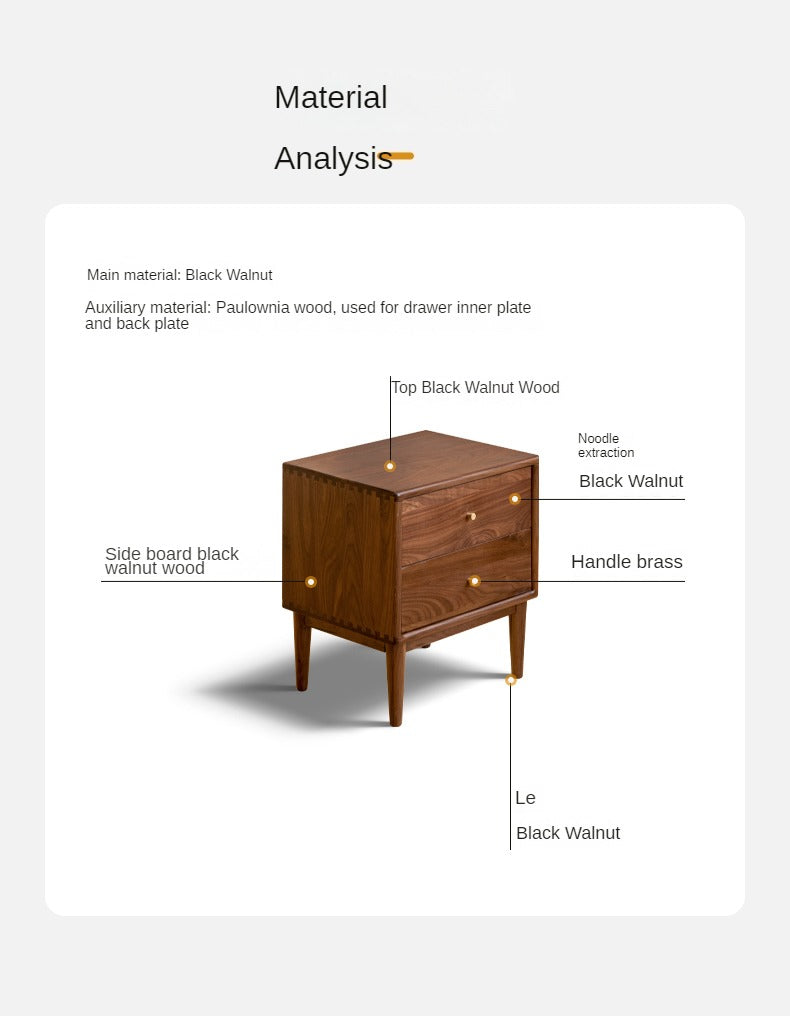 Black Walnut Solid Wood Nightstand.
