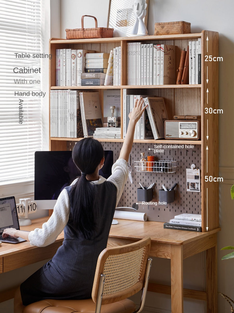 Oak Solid Wood L-shaped Corner Office Desk