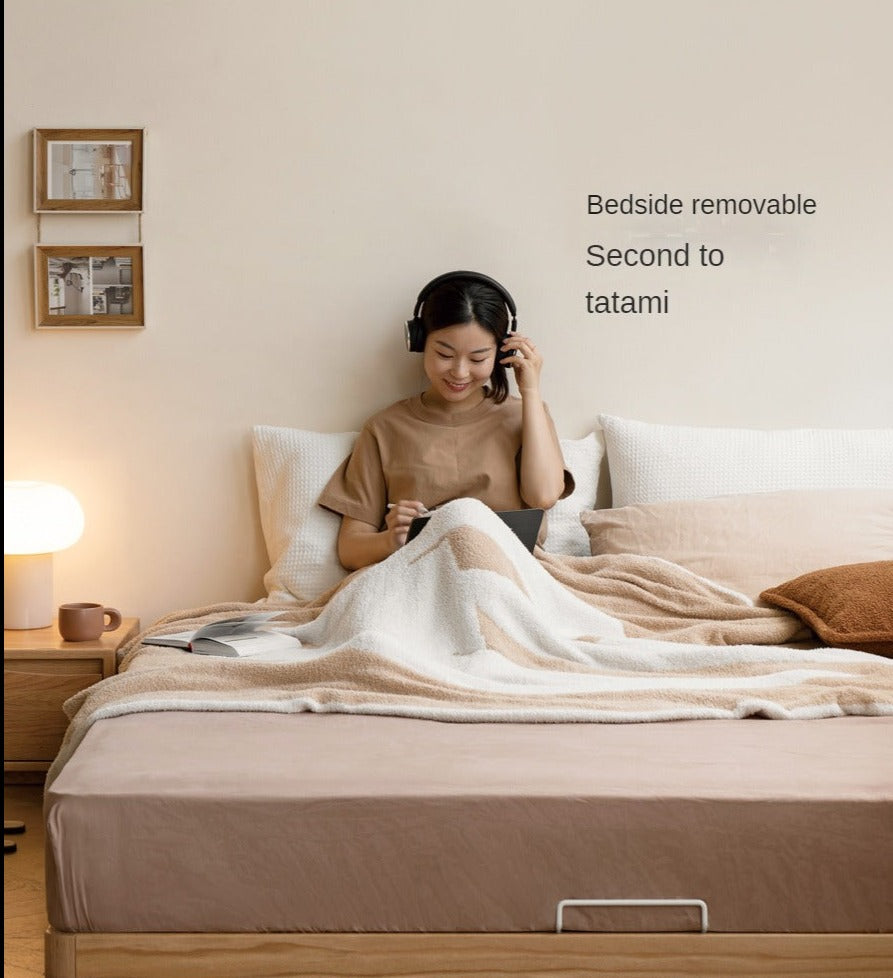 Beech, Oak Solid Wood Floor Bed Modern and Simple